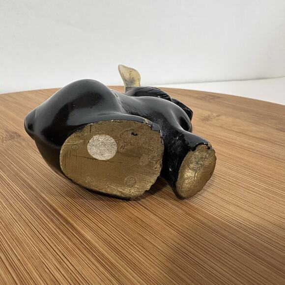 Black Brass Rabbit Hare Bronze Gold Ears MCM 4 3/4" Tall Bunny Retro Vintage - Picture 11 of 12